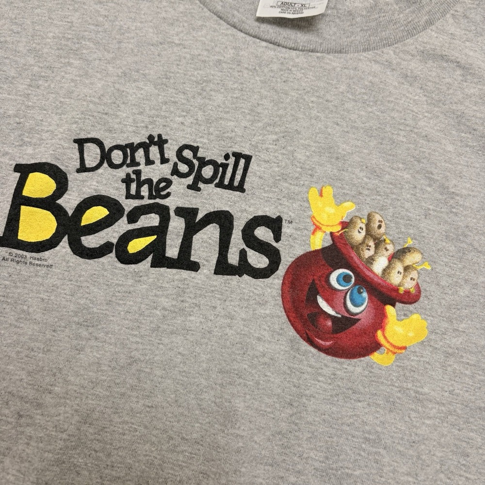Vintage 2003 Hasbro "Don't Spill the Beans" GAME (XL) T-Shirt Rare Promo‎ Toys